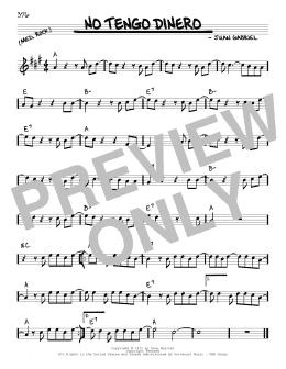 page one of No Tengo Dinero (Real Book – Melody & Chords)