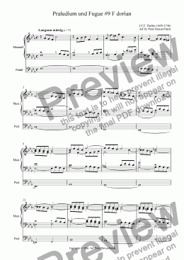 page one of Ariadne Musica (1702) Praludium und Fugue #9 F dorian