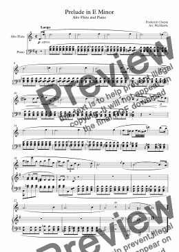 page one of Prelude in E Minor - Chopin - Alto Flute