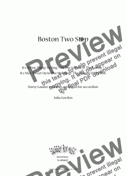 page one of Boston Two Step (It's A Fine Thing To Sing / I'm The Saftest O' The Family / It's Nice To Get Up In The Morning / The Waggle O' The Kilt)