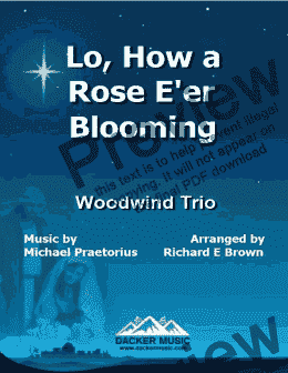page one of Lo, How a Rose E'er Blooming - Woodwind Trio