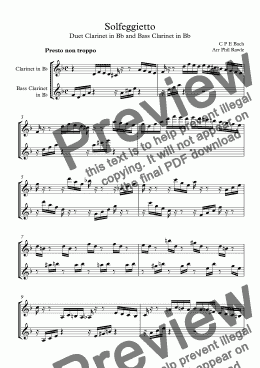 page one of Solfeggietto - Duet for Clarinet in Bb & Bass Clarinet