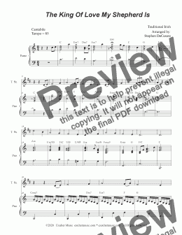 page one of The King Of Love My Shepherd Is (Tenor Saxophone and Piano)