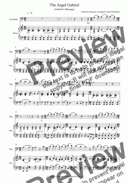 page one of The Angel Gabriel for Trombone and Piano