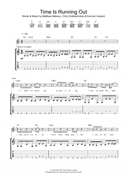 page one of Time Is Running Out (Guitar Tab)