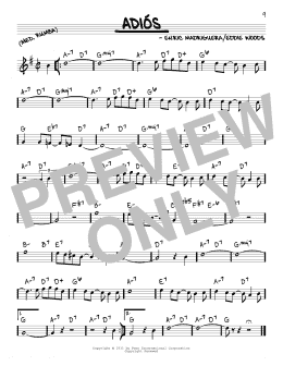 page one of Adios (Real Book – Melody & Chords)