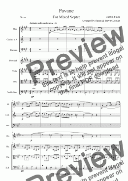 page one of Pavane - Fauré - Score - Septet