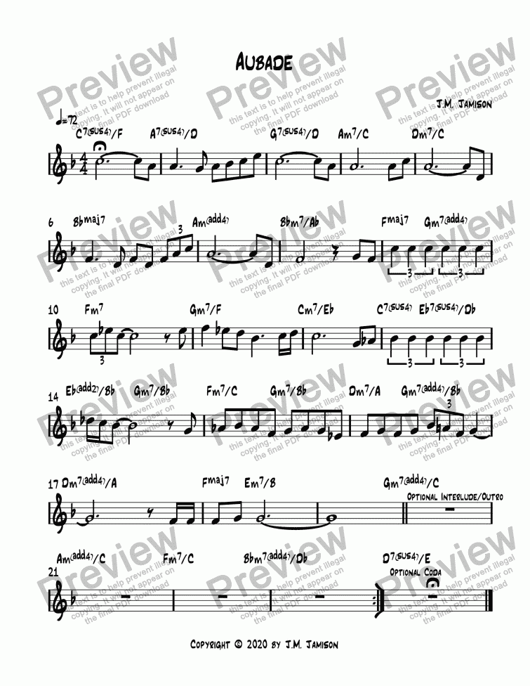 page one of Aubade (Bb instrument)