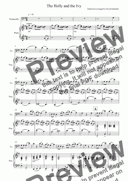 page one of The Holly and the Ivy for Cello and Piano