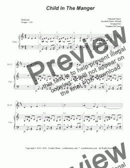 page one of Child In The Manger (Bb-Clarinet solo and Piano)