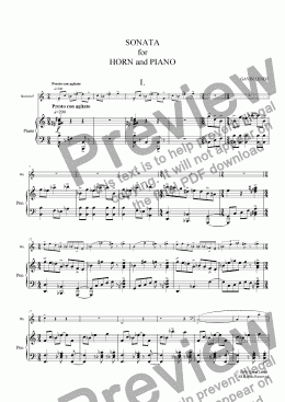 page one of Sonata for Horn and Piano, Movement One