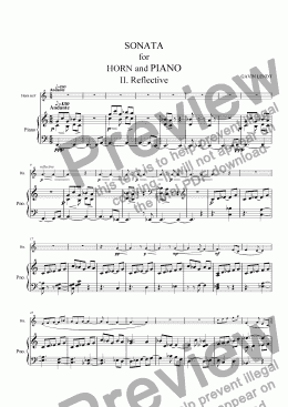 page one of Sonata for Horn and Piano, Movement Two