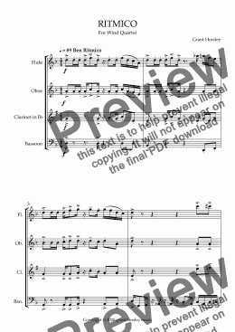 page one of "RITMICO" Original Concert Piece for Wind Quartet