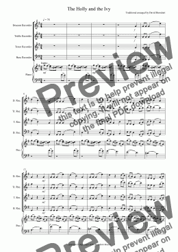 page one of The Holly and the Ivy for Recorder and Piano