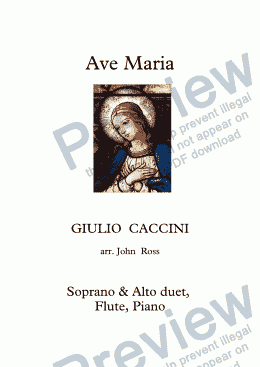 page one of Ave Maria (Caccini) (Soprano, Alto, Flute, Piano)