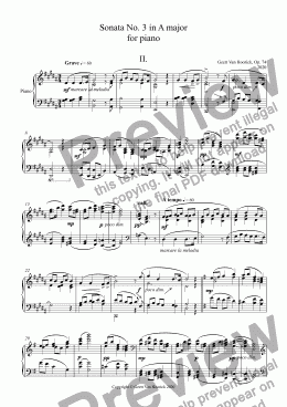 page one of Sonata No. 3 in A major  for piano, Op. 74 - II. Grave