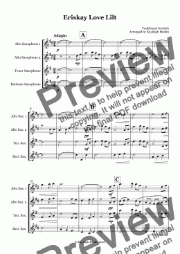 page one of Eriskay Love Lilt (AATB saxophone quartet)