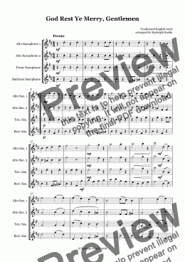 page one of God Rest Ye Merry, Gentlemen (AATB saxophone quartet)