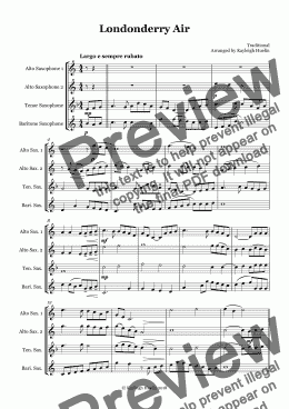 page one of Londonderry Air (AATB saxophone quartet)