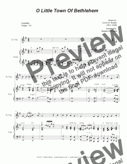 page one of O Little Town Of Bethlehem (Flute or Violin solo and Piano)