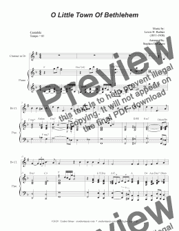 page one of O Little Town Of Bethlehem (Bb-Clarinet solo and Piano)