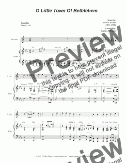 page one of O Little Town Of Bethlehem (Alto Saxophone and Piano)