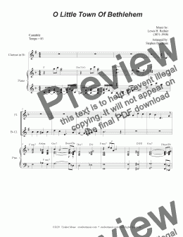 page one of O Little Town Of Bethlehem (Woodwind Quartet and Piano)