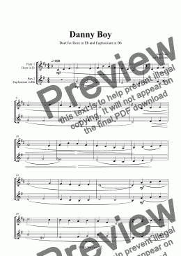 page one of Danny Boy. Duet for Horn in Eb and Euphonium in Bb
