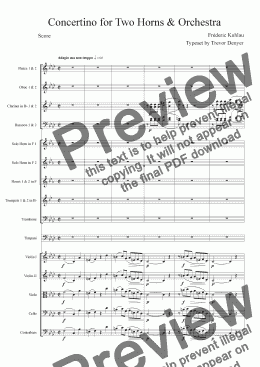 page one of Concertino for Two Horns & Orchestra - Kuhlau - Score