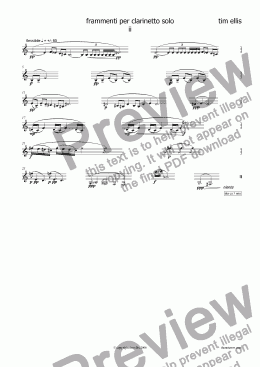 page one of frammenti ii per clarinetto solo
