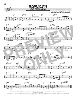 page one of Boplicity (Be Bop Lives) (Real Book – Melody & Chords)