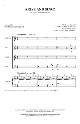 page one of Arise And Sing (arr. Michael Barrett) (SATB Choir)