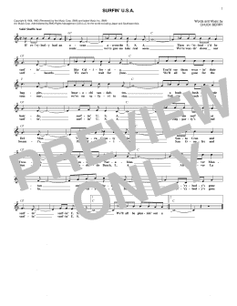 page one of Surfin' U.S.A. (Lead Sheet / Fake Book)