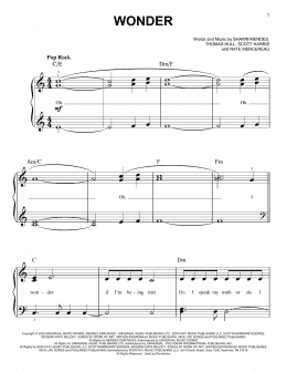 page one of Wonder (Easy Piano)