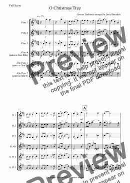 page one of O Christmas Tree for Flute Quartet