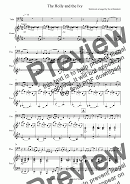 page one of The Holly and the Ivy for Tuba and Piano