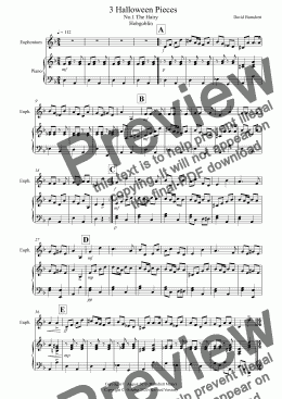 page one of 3 Halloween Pieces for Euphonium and Piano