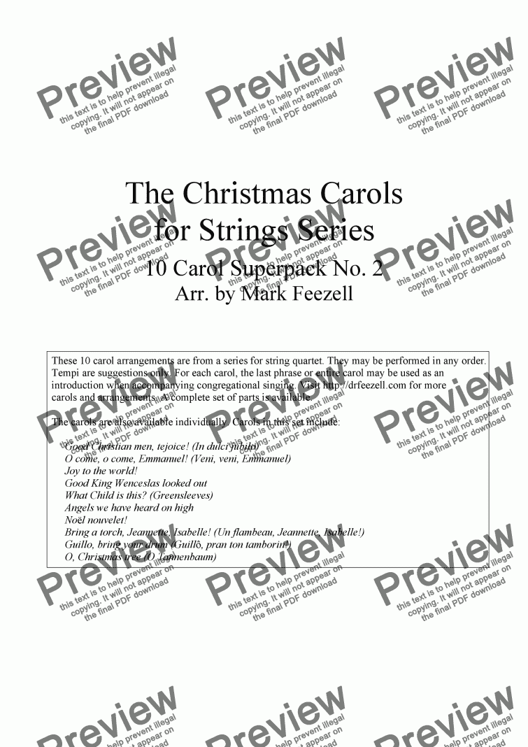 page one of Christmas Carols (String Quartet), Vol. 2