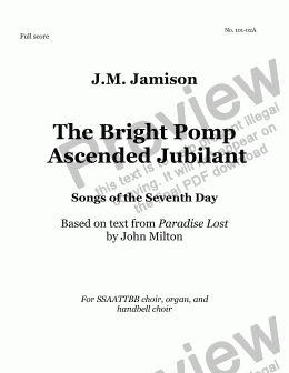 page one of The Bright Pomp Ascended Jubilant: Songs of the Seventh Day (full score)