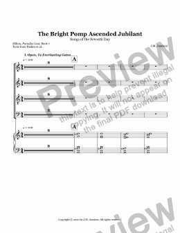 page one of The Bright Pomp Ascended Jubilant: Songs of the Seventh Day (organ-choir)