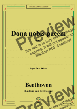 page one of Beethoven-Dona nobis pacem(Give me peace),Anh.57,in C Major,fugue for 4 Voices
