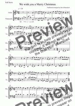 page one of We wish you a Merry Christmas for Violin and Cello Duet