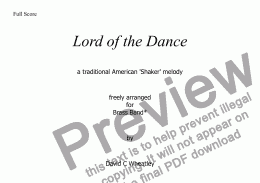page one of Lord of the Dance arranged from an original 'Shaker' tune by David Wheatley