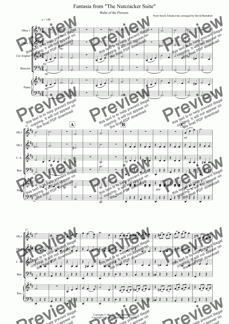 page one of Waltz of the flowers for Double Reed Quartet