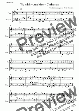 page one of We wish you a Merry Christmas for Flute and Bassoon Duet