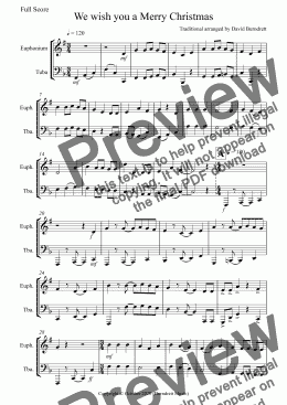 page one of We wish you a Merry Christmas for Euphonium and Tuba Duet