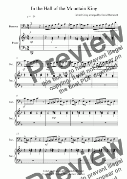 page one of In the Hall of the Mountain King for Bassoon and Piano