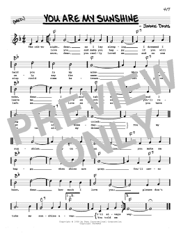 page one of You Are My Sunshine (High Voice) (Real Book – Melody, Lyrics & Chords)