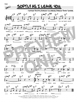 page one of Softly As I Leave You (High Voice) (Real Book – Melody, Lyrics & Chords)