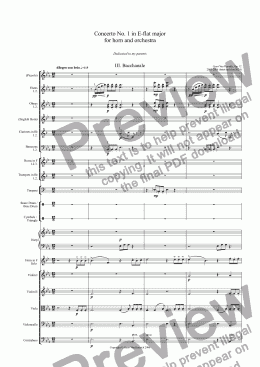 page one of Concerto No. 1 in E-flat major for horn and orchestra, Op. 12 - III. Bacchanale